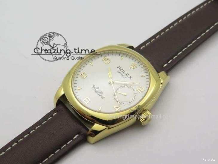 MiroTime 0419 Cellini Date YG White Numeral Dial On Brown Leather Strap A Affordable 3883
